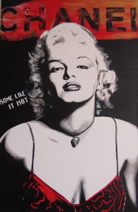 Marilyn Monroe in schwarz weiß gemalt